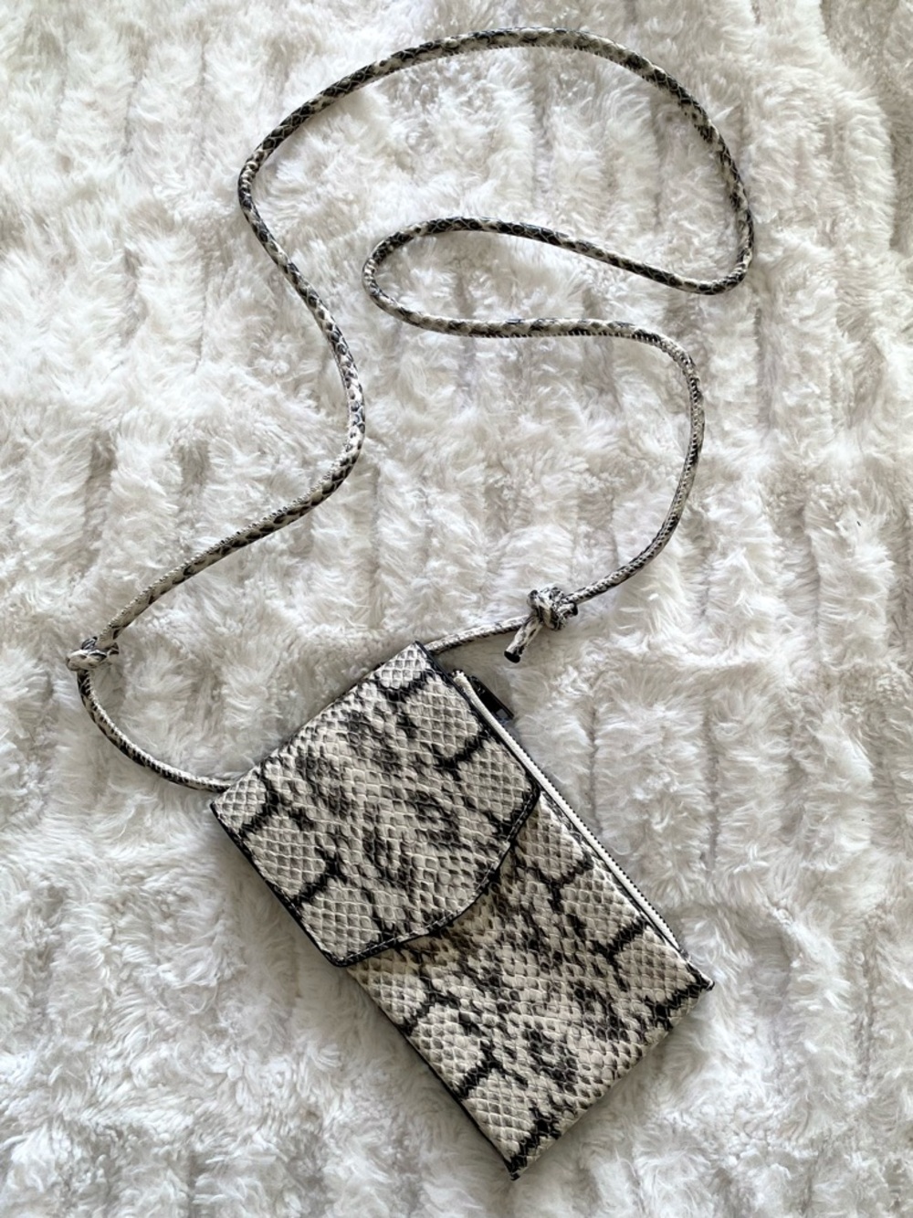 Snake-Print Crossbody Phone Wallet